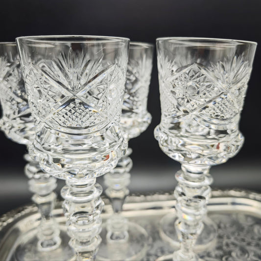 5x Weinglas Cristal de Paris M.F. Stern Trinkglas handgeschliffen Kristallglas Bleikristall Hochzeit Dinner