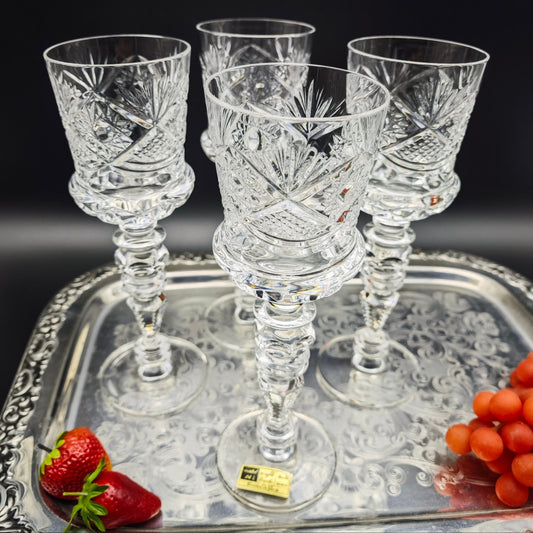 4x Weinglas Cristal de Paris M.F. Stern Trinkglas handgeschliffen Kristallglas Bleikristall Hochzeit Dinner
