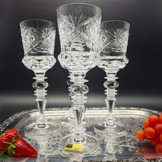 4x Weinglas Cristal de Paris M.F. Stern Trinkglas handgeschliffen Kristallglas Bleikristall Hochzeit Dinner