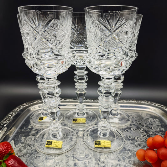 5x Weinglas Cristal de Paris M.F. Stern Trinkglas handgeschliffen Kristallglas Bleikristall Hochzeit Dinner