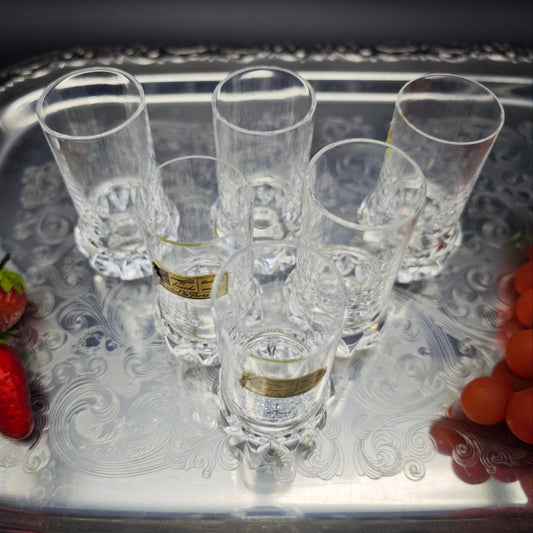 6x Schnapsgläser Cristal de Paris M.F. Stamper Shot Trinkglas handgeschliffen Kristallglas Bleikristall Hochzeit Dinner