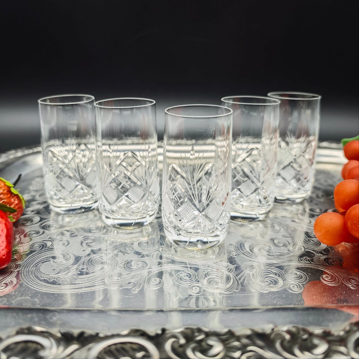 5x Schnapsgläser Stamper Shot Trinkglas handgeschliffen Kristallglas Bleikristall Hochzeit Dinner