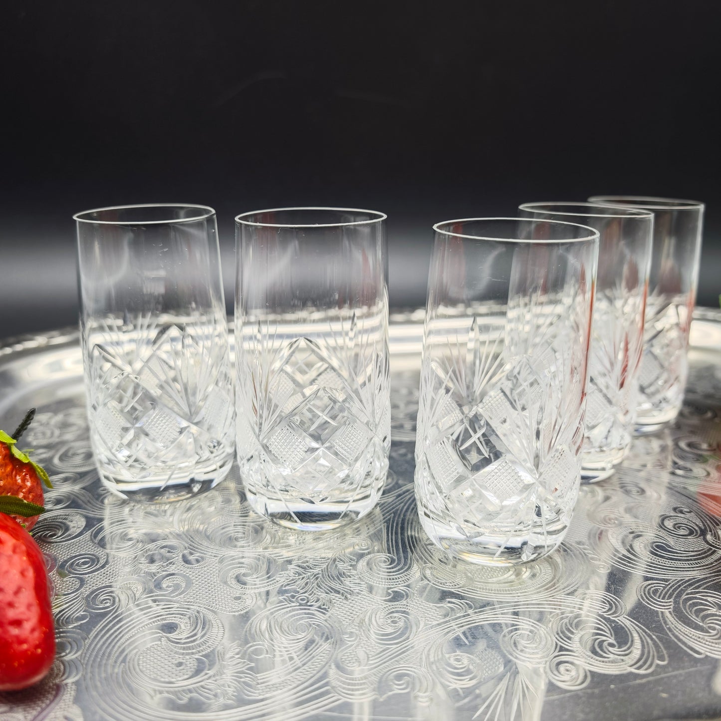 5x Schnapsgläser Stamper Shot Trinkglas handgeschliffen Kristallglas Bleikristall Hochzeit Dinner