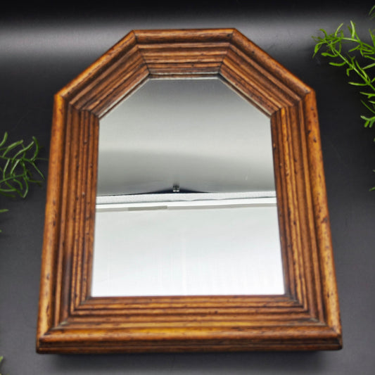 Schlüsselkasten mit Spiegel Holz Sechseck französische Lilien vintage antik Biedermeier Art Deco Academia