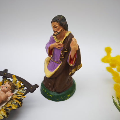 Depose Italy Figuren Set Jesus Maria Josef Krippe handbemalt Miniaturen Weihnachten Hausaltar vintage