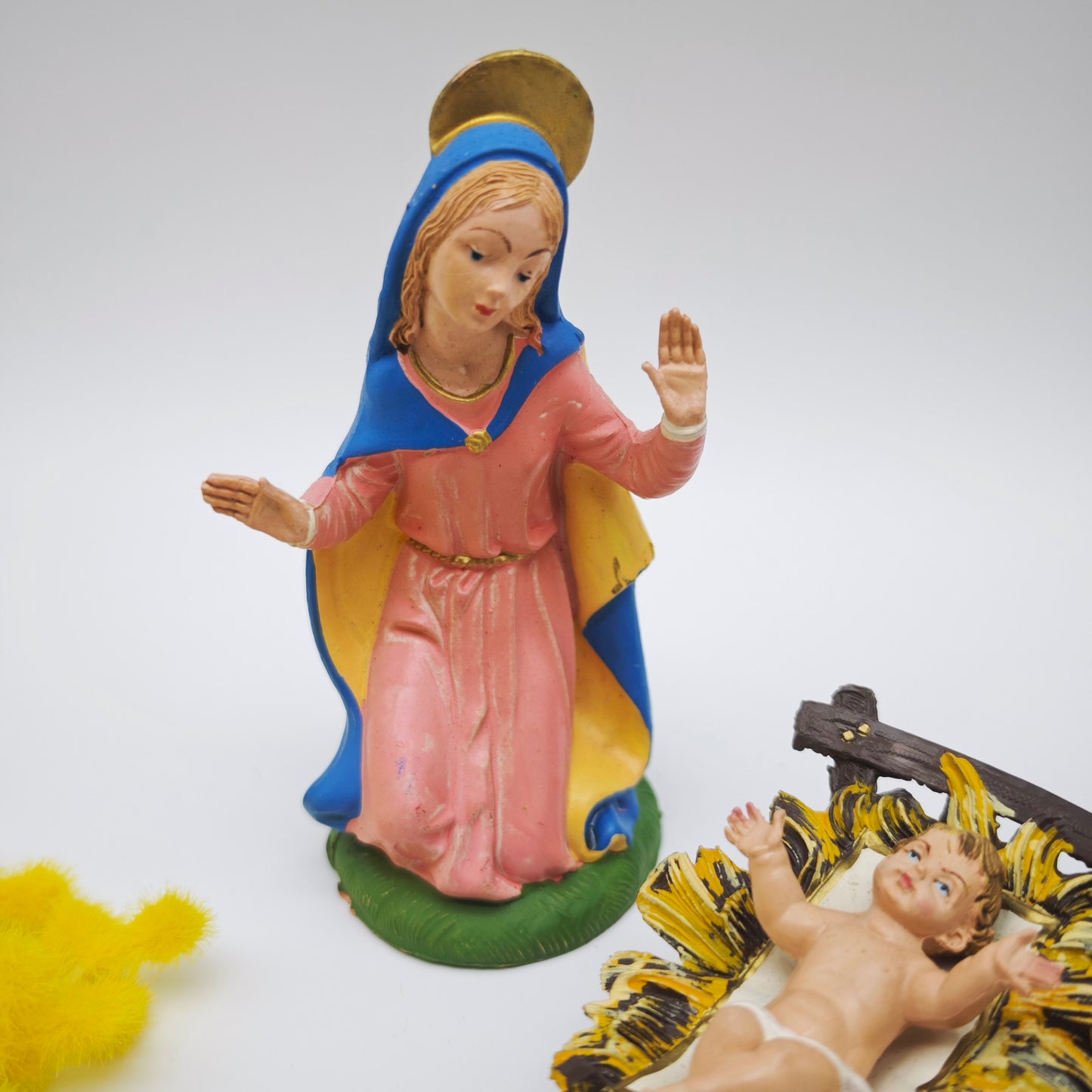 Depose Italy Figuren Set Jesus Maria Josef Krippe handbemalt Miniaturen Weihnachten Hausaltar vintage