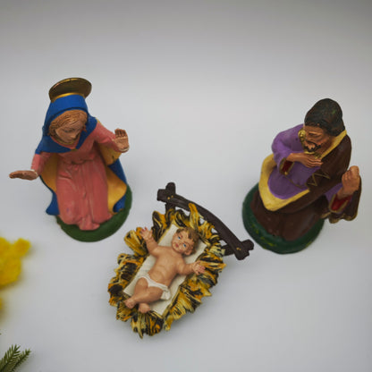 Depose Italy Figuren Set Jesus Maria Josef Krippe handbemalt Miniaturen Weihnachten Hausaltar vintage
