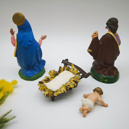 Depose Italy Figuren Set Jesus Maria Josef Krippe handbemalt Miniaturen Weihnachten Hausaltar vintage