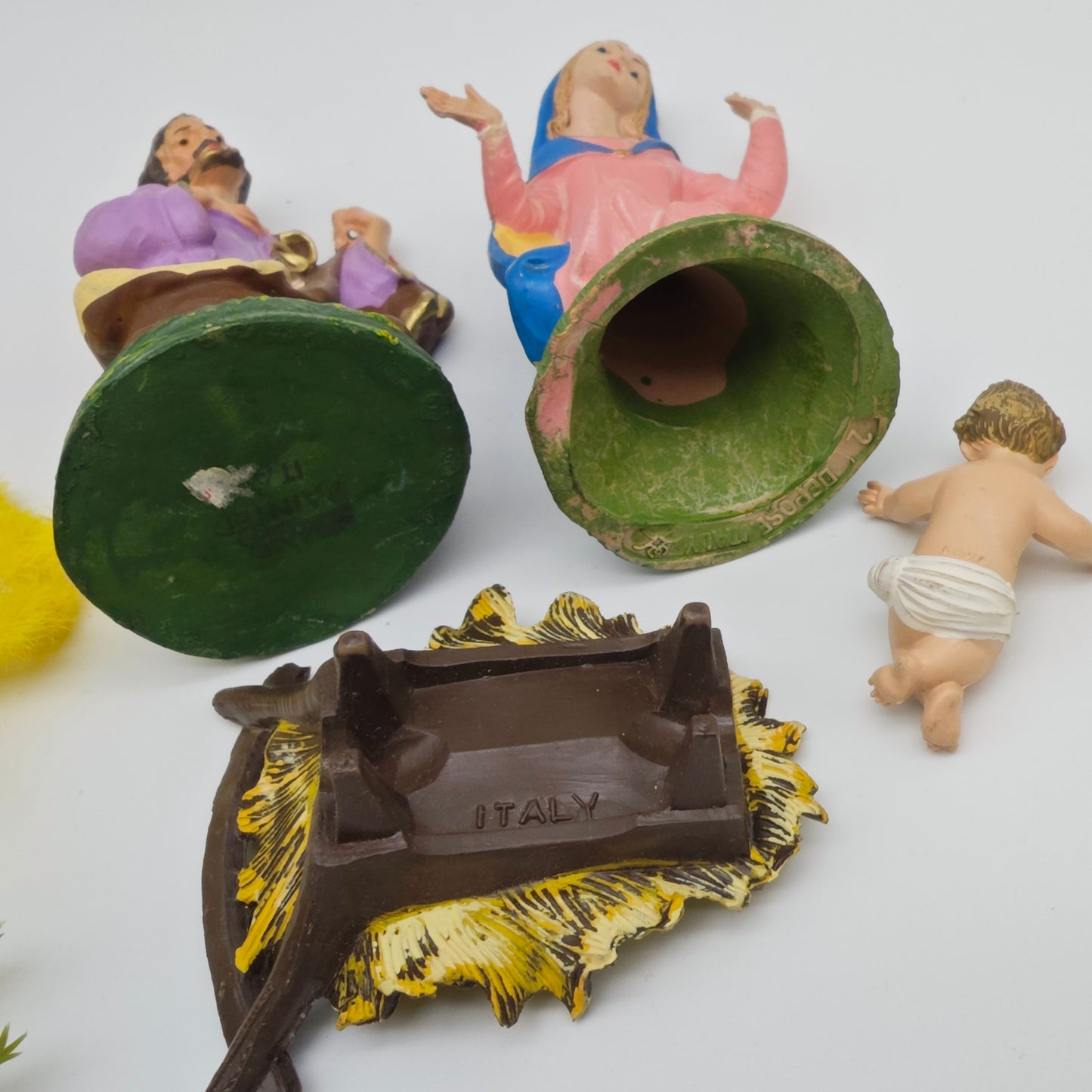 Depose Italy Figuren Set Jesus Maria Josef Krippe handbemalt Miniaturen Weihnachten Hausaltar vintage