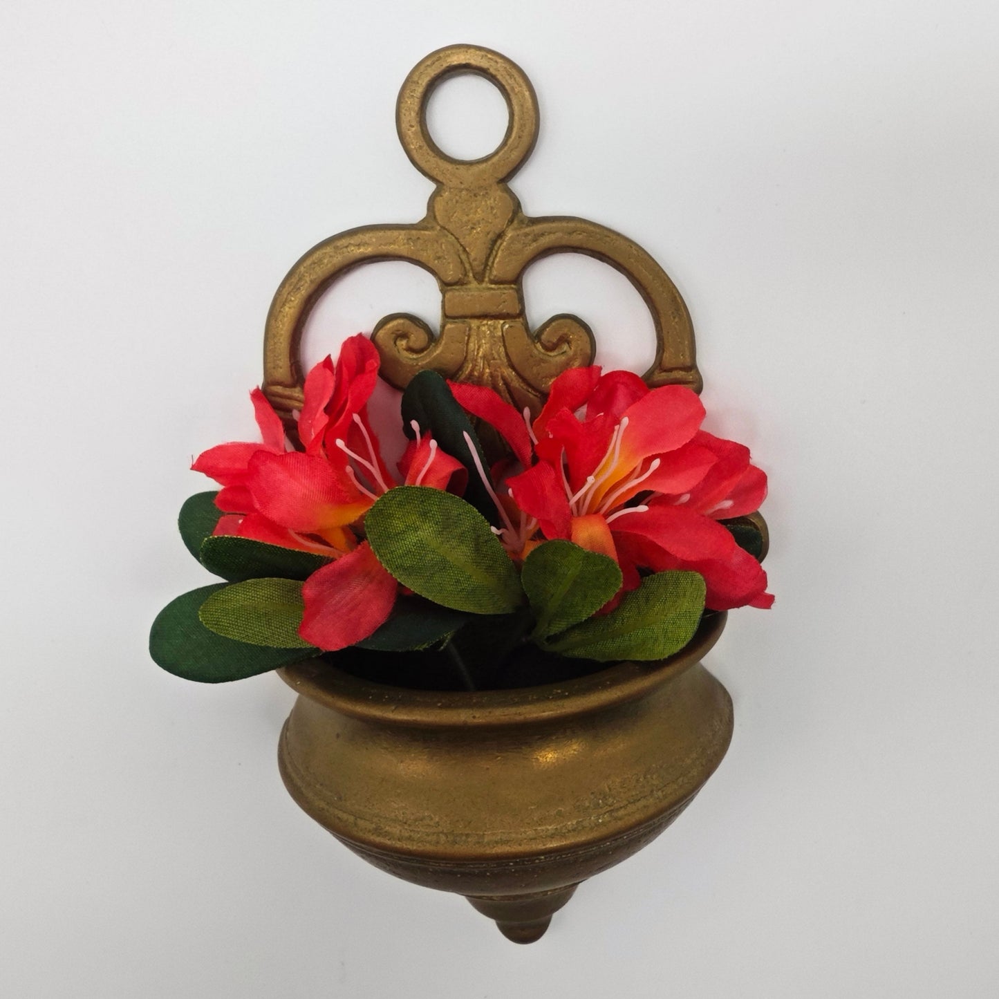 Wandvase Weihwasserbecken Messing vintage Vase Jugendstil italienisch Türverzierung