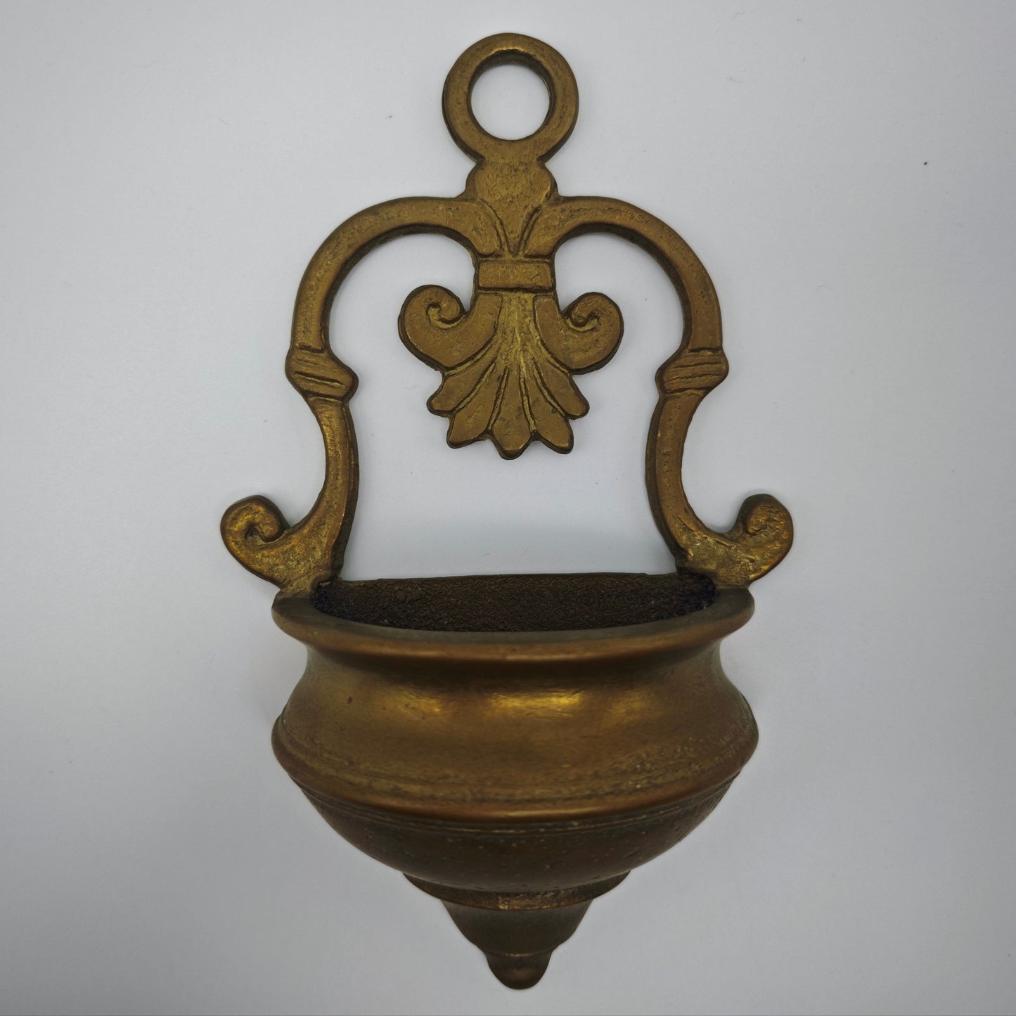Wandvase Weihwasserbecken Messing vintage Vase Jugendstil italienisch Türverzierung