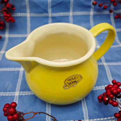 WaKu Feuerfest Kanne gelb Keramik vintage Krug Karaffe Milchtopf
