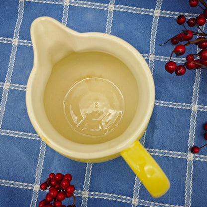 WaKu Feuerfest Kanne gelb Keramik vintage Krug Karaffe Milchtopf