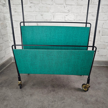 Servierwagen auf Rollen Barwagen Zeitschriftenhalter Flaschenhalter String Era Midcentury grün Schallplattenhalter Beistelltisch auf Rollen