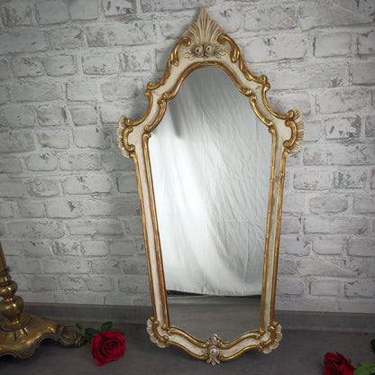Spiegel Barock Wandspiegel weiß gold geschnitzt Rosen 89x47 cm Shabby Chic Rokoko Stil Vintage
