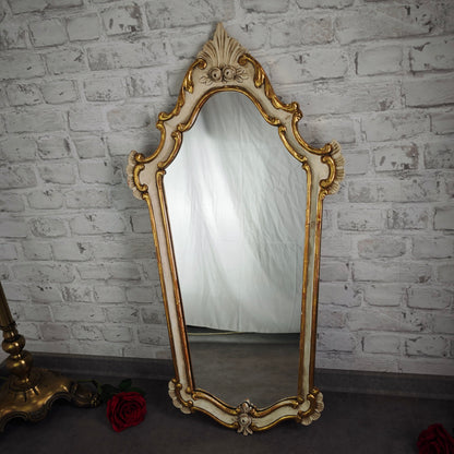 Spiegel Barock Wandspiegel weiß gold geschnitzt Rosen 89x47 cm Shabby Chic Rokoko Stil Vintage