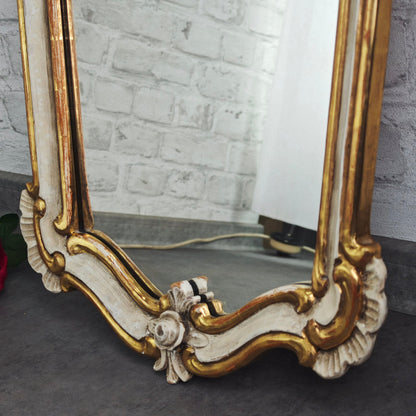 Spiegel Barock Wandspiegel weiß gold geschnitzt Rosen 89x47 cm Shabby Chic Rokoko Stil Vintage