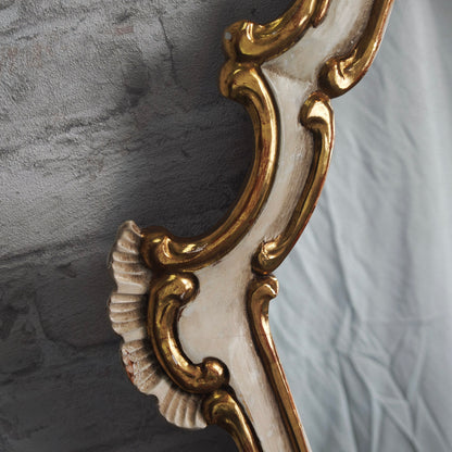 Spiegel Barock Wandspiegel weiß gold geschnitzt Rosen 89x47 cm Shabby Chic Rokoko Stil Vintage