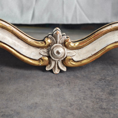 Spiegel Barock Wandspiegel weiß gold geschnitzt Rosen 89x47 cm Shabby Chic Rokoko Stil Vintage