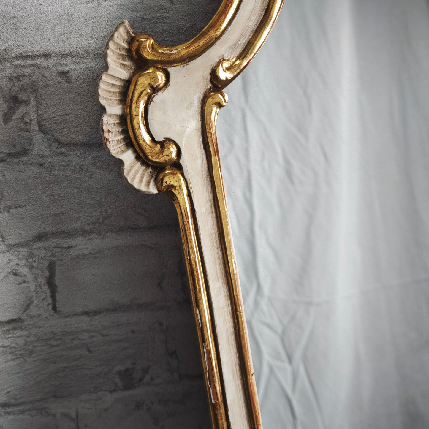 Spiegel Barock Wandspiegel weiß gold geschnitzt Rosen 89x47 cm Shabby Chic Rokoko Stil Vintage