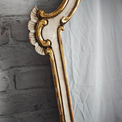 Spiegel Barock Wandspiegel weiß gold geschnitzt Rosen 89x47 cm Shabby Chic Rokoko Stil Vintage
