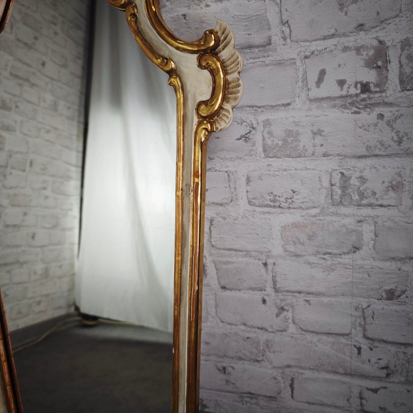 Spiegel Barock Wandspiegel weiß gold geschnitzt Rosen 89x47 cm Shabby Chic Rokoko Stil Vintage