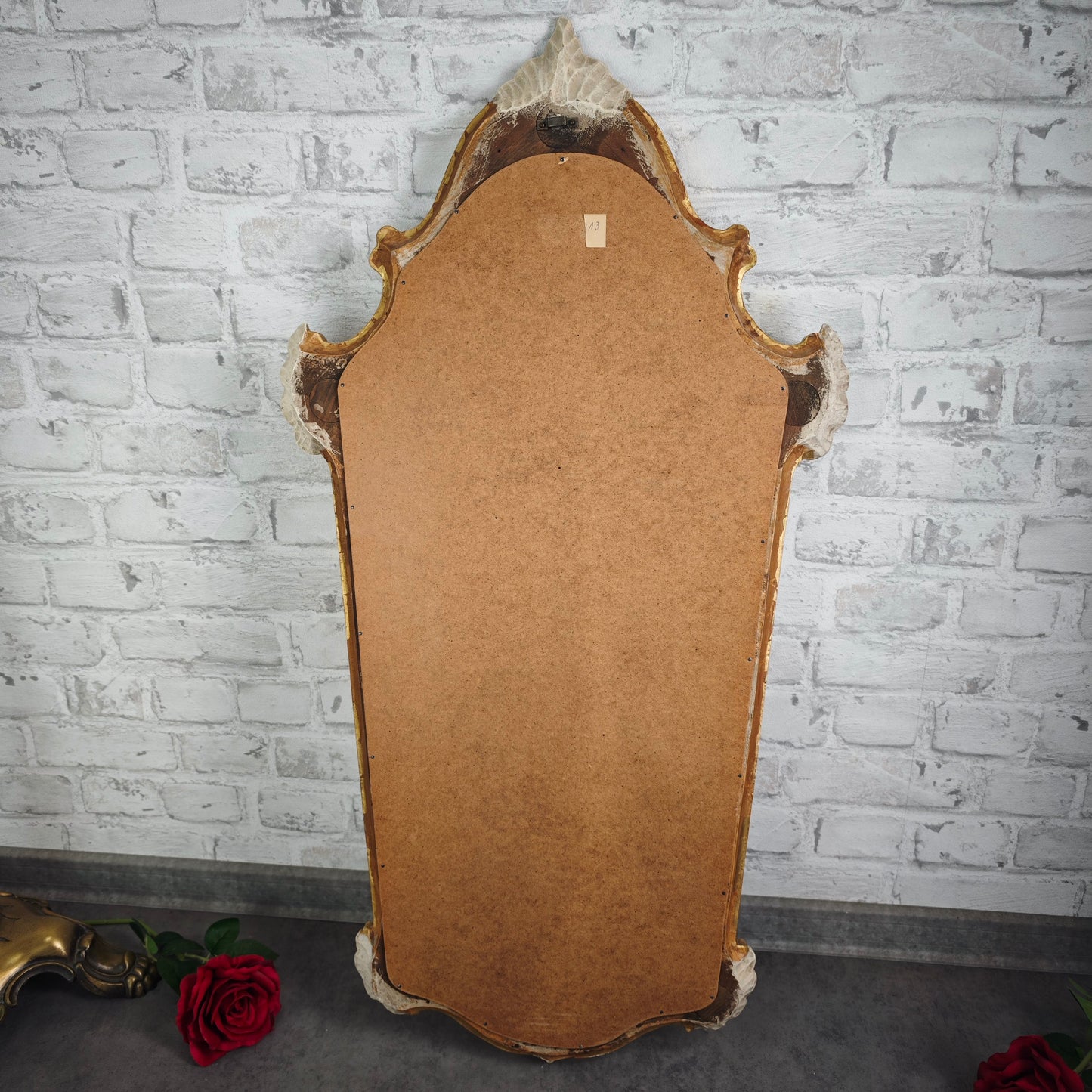 Spiegel Barock Wandspiegel weiß gold geschnitzt Rosen 89x47 cm Shabby Chic Rokoko Stil Vintage