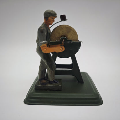 Blechspielzeug Schleifer Schleifmaschine Massefigur antik 8 cm beweglich Deko