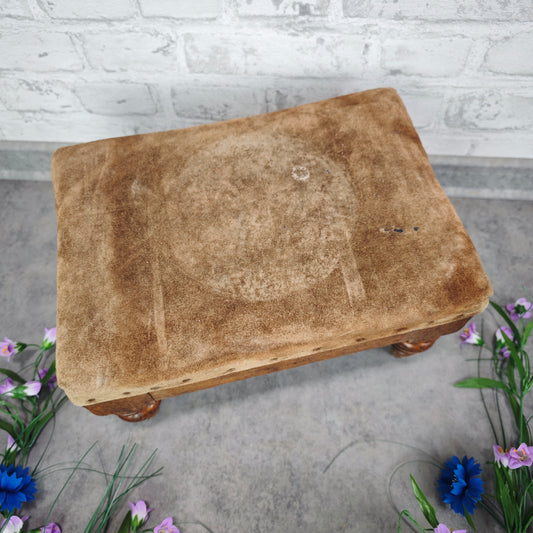 Hocker Vintage Holz Leder Schemel Fußbank Shabby Chic Landhaus braun Fußhocker