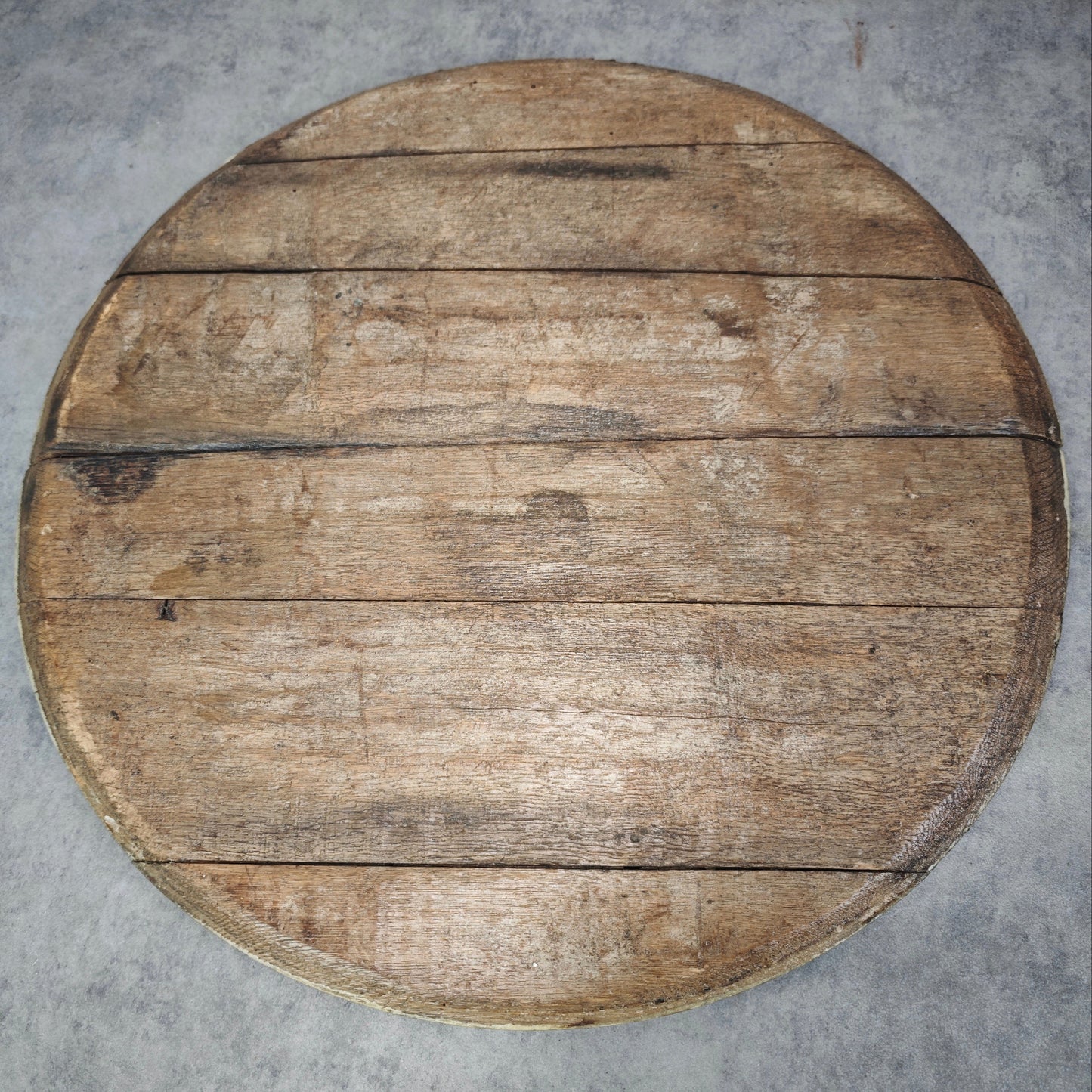 Fassdeckel Holz Vintage China Aufschrift gelb Tischplatte Deko Rum DIY Upcycling