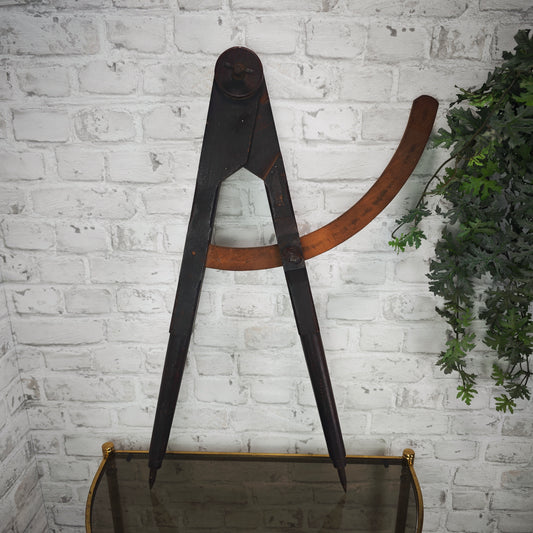 Zirkel Holz antik Zimmermann Werkzeug Loft Deko Werkstatt Vintage 76 cm XXL