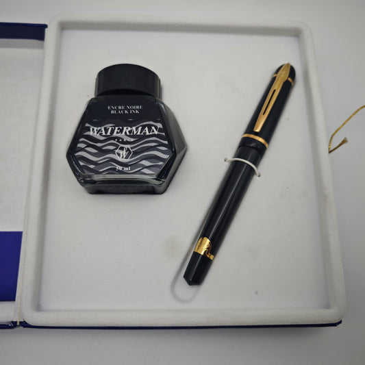 Waterman Phileas Füllfederhalter Set mit Tinte & Geschenkbox Füller – Schwarz/Gold – Paris