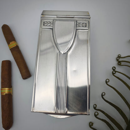 WMF Zigarrendose Glas mit versilbertem Art Deco Deckel antik Rarität Aufbewahrung