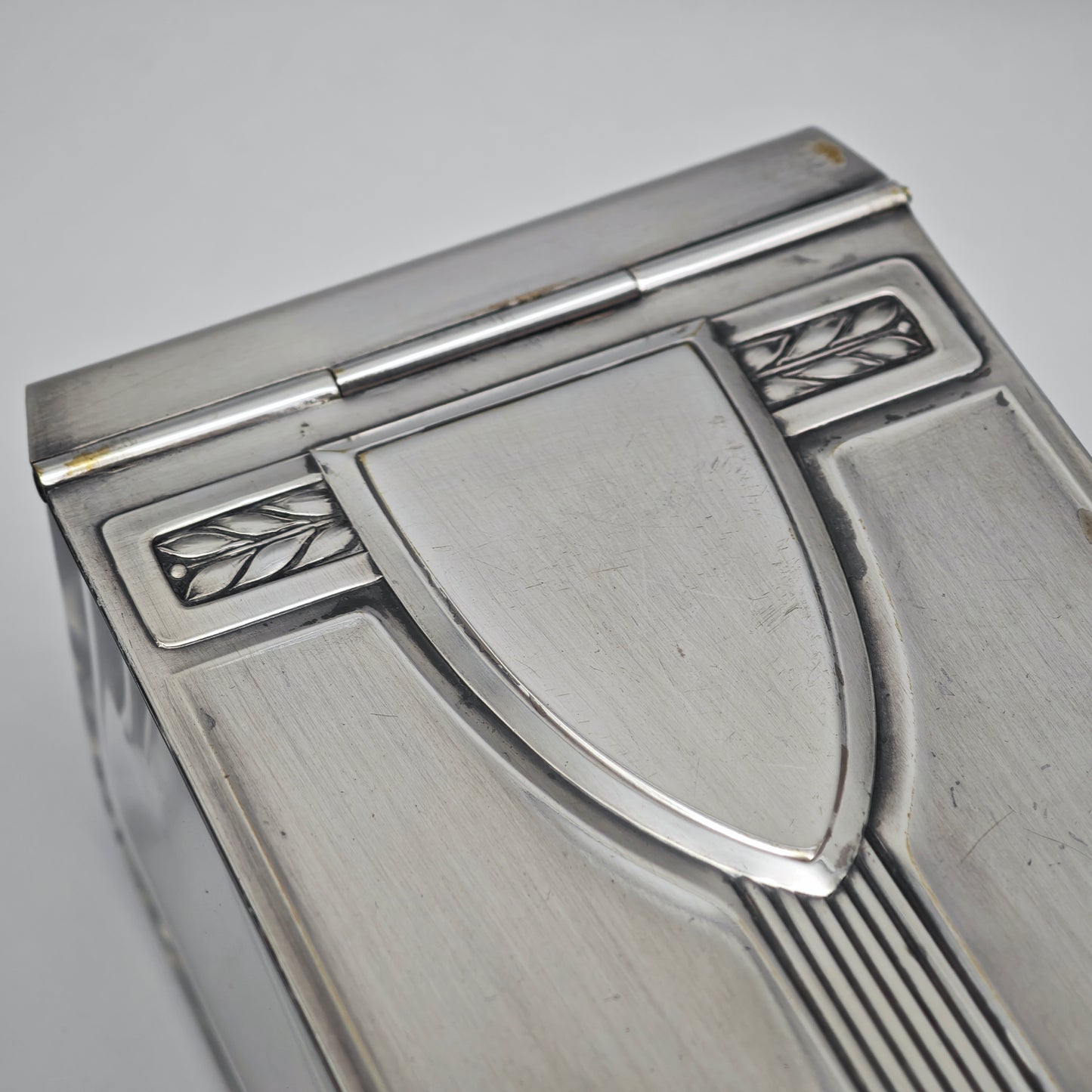 WMF Zigarrendose Glas mit versilbertem Art Deco Deckel antik Rarität Aufbewahrung