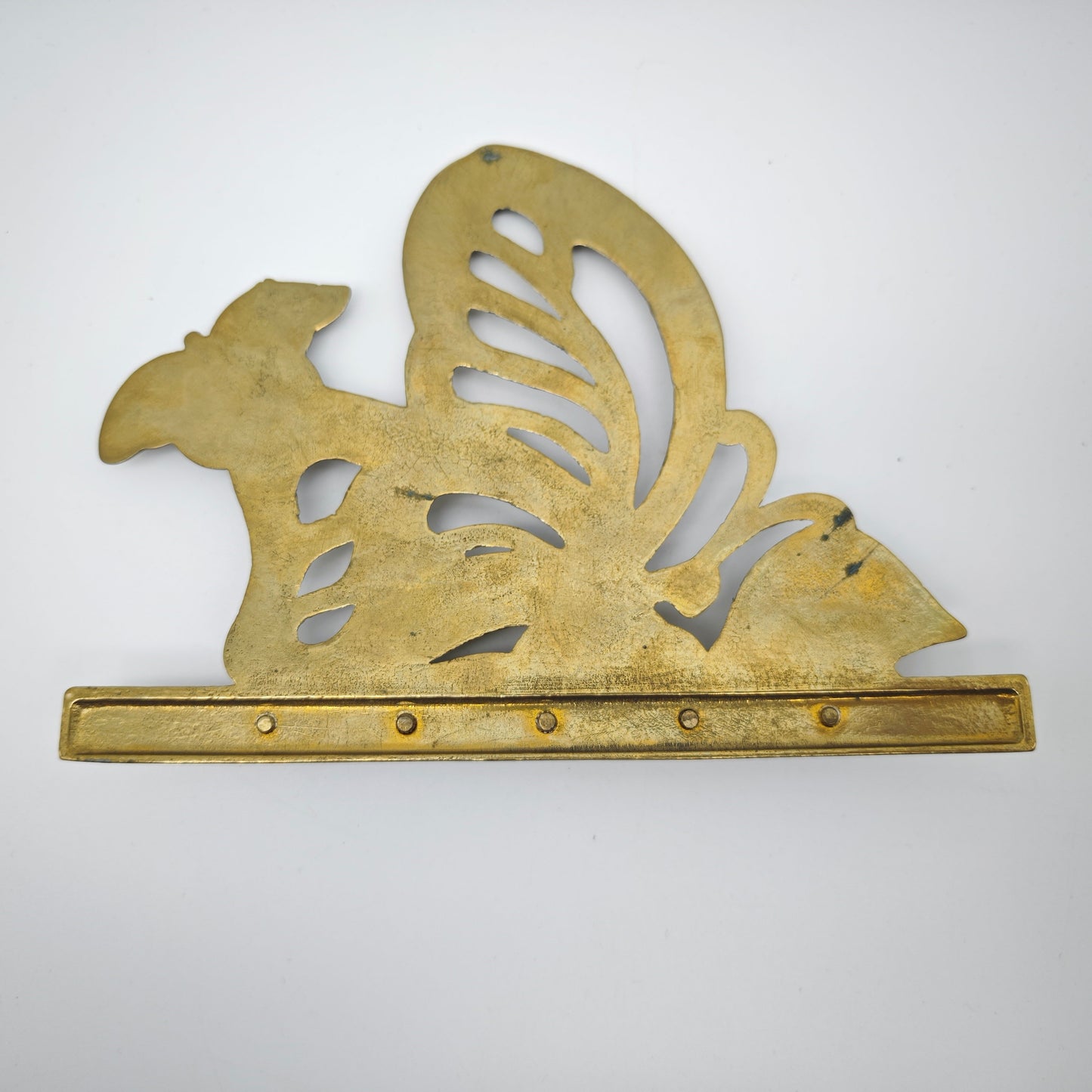Jugendstil Schlüsselbrett Messing Schmetterling Goldfarben 5 Haken Wandhalter