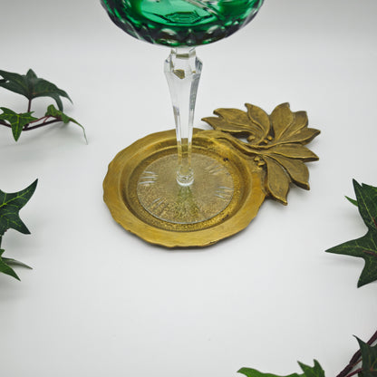 Untersetzer Jugendstil Messing mit Blütenmotiv floral Schale Bar Accessoire