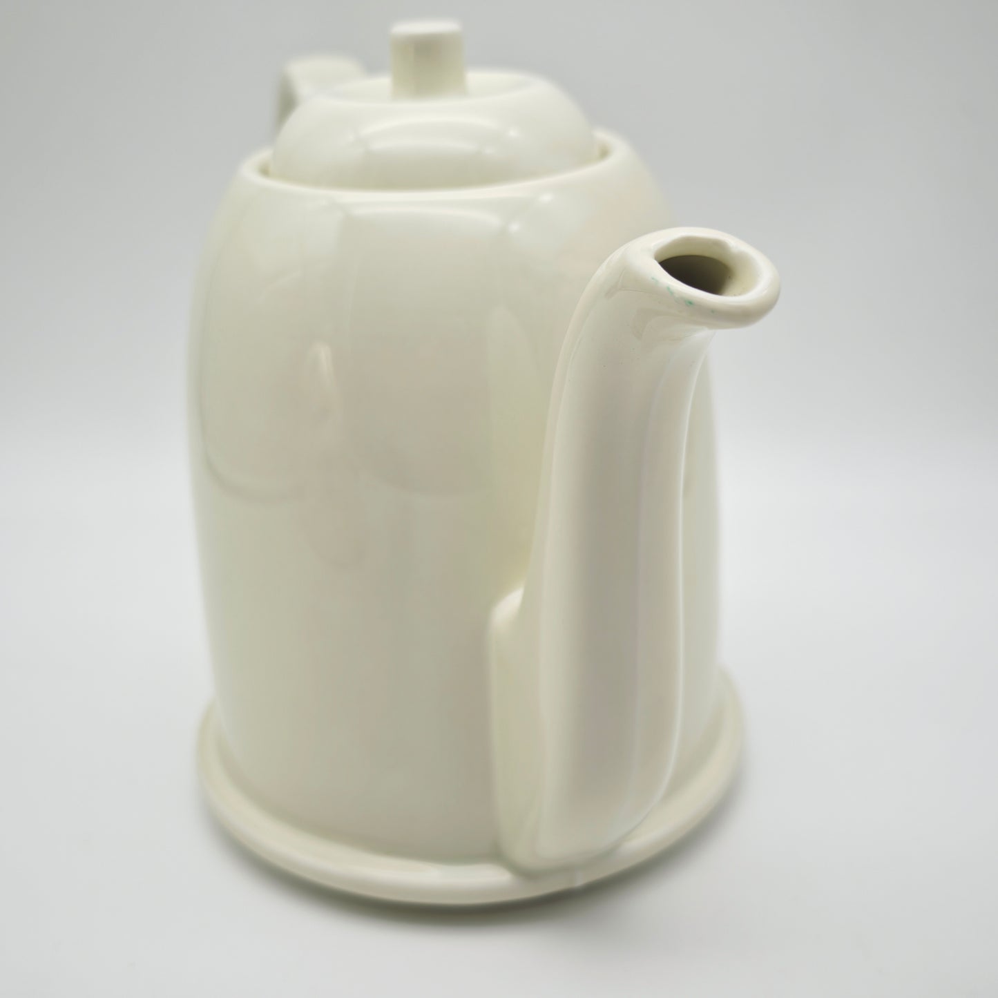 BMF Teekanne 1950er Keramik mit Isolierhaube Neusilber creme Mid Century Thermohaube