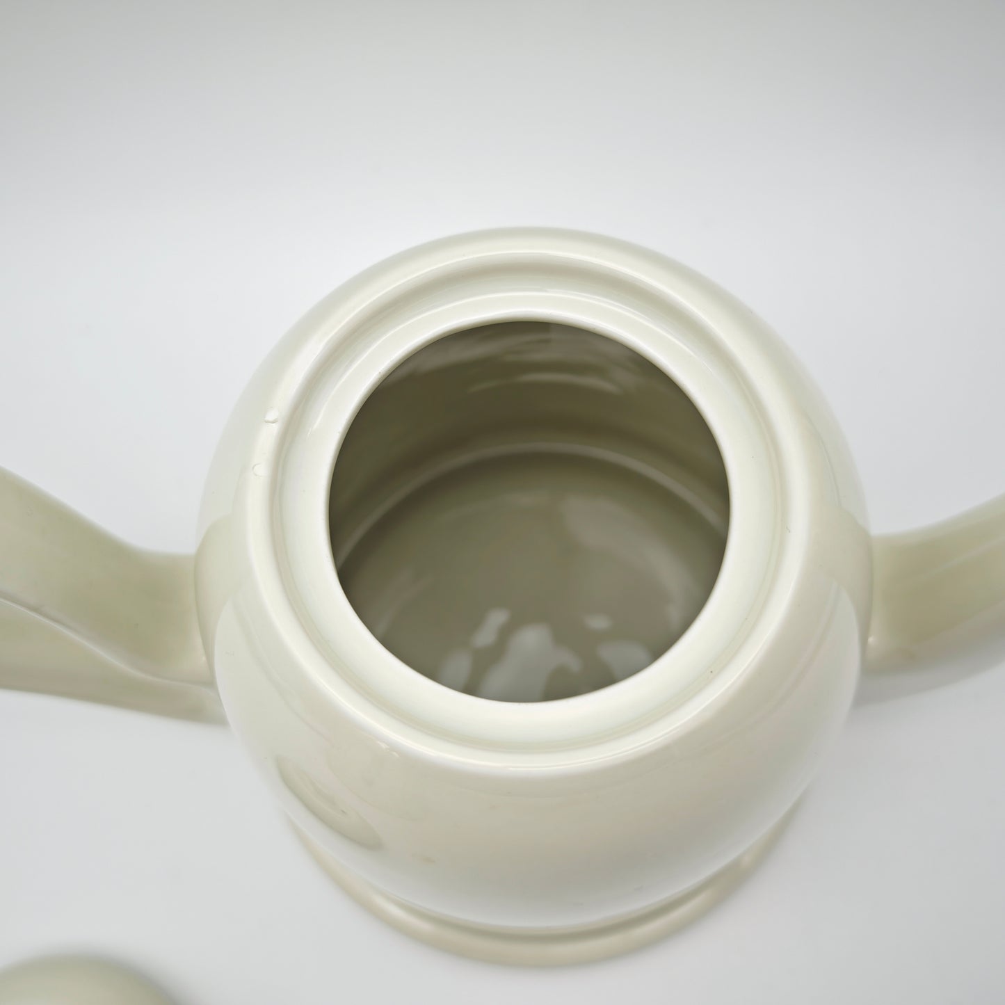 BMF Teekanne 1950er Keramik mit Isolierhaube Neusilber creme Mid Century Thermohaube