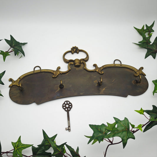 Schlüsselbrett Messing Barock Ornament Flur 4 Haken Vintage Aufbewahrung Schmuck