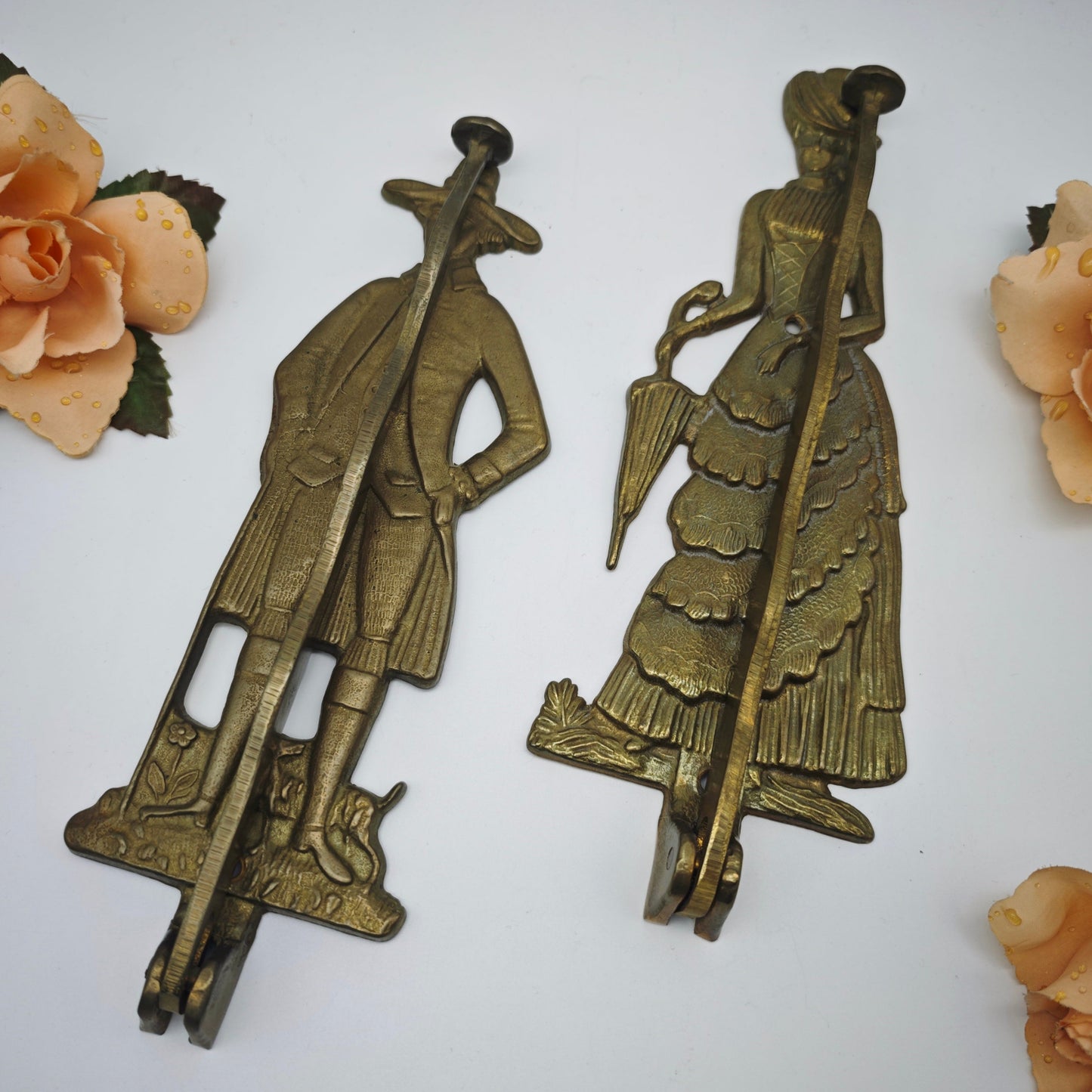 Garderobenhaken Wandhalter Messing klappbar Paar Rokoko Vintage Deko