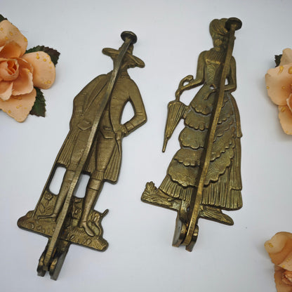 Garderobenhaken Wandhalter Messing klappbar Paar Rokoko Vintage Deko