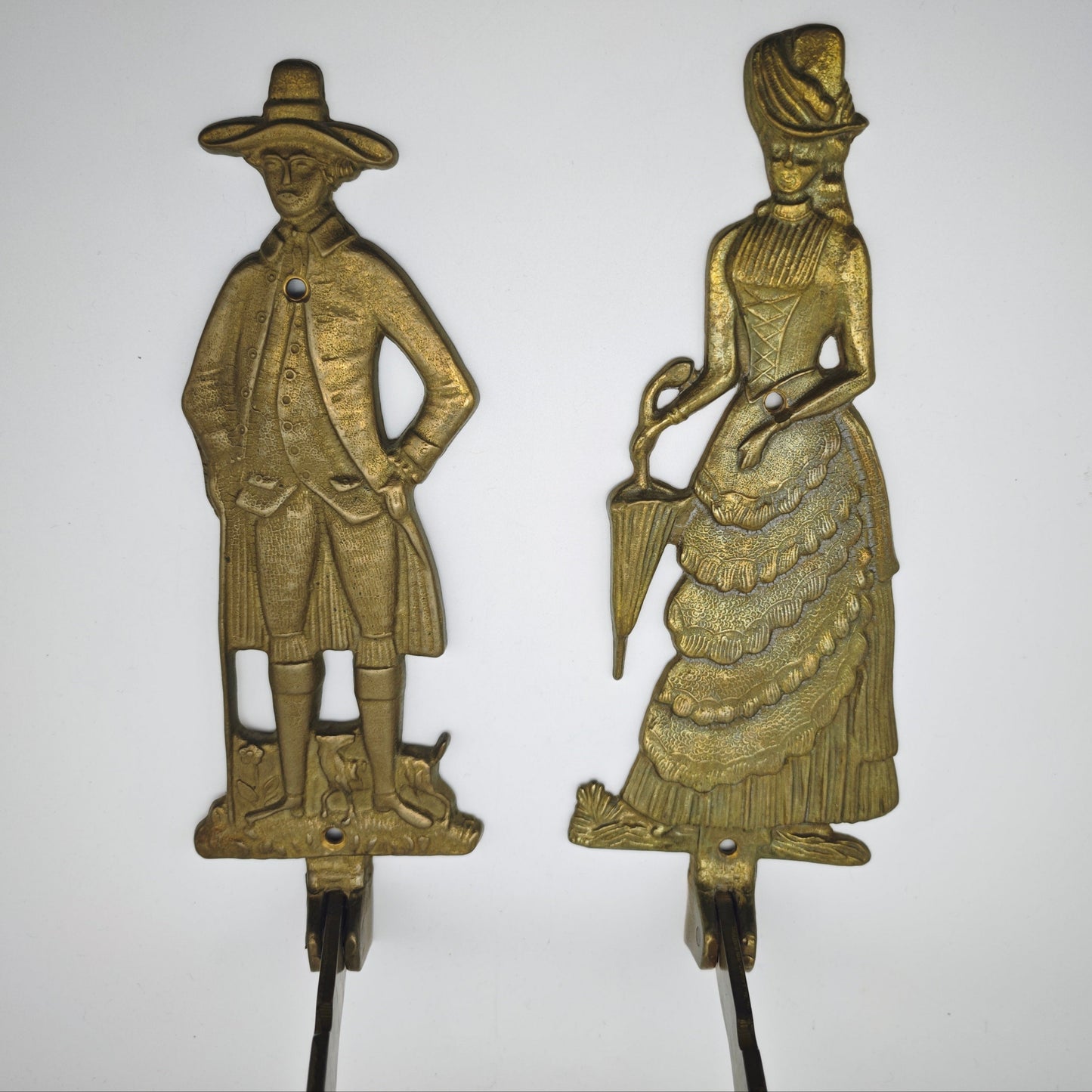 Garderobenhaken Wandhalter Messing klappbar Paar Rokoko Vintage Deko