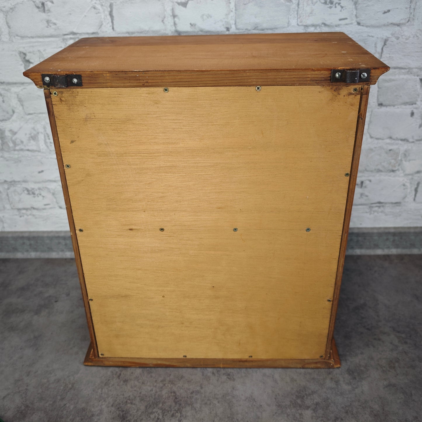 Vintage Holz Hängeschränkchen mit Glastür Wandschrank 38×23×43 cm abschließbar mit Schlüssel Medizinschrank