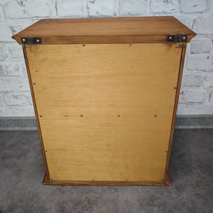 Vintage Holz Hängeschränkchen mit Glastür Wandschrank 38×23×43 cm abschließbar mit Schlüssel Medizinschrank