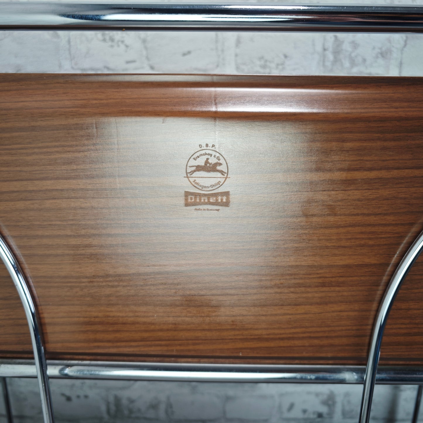 Dinett Servierwagen klappbar Bremshey Barwagen braun Chrom Rollen Midcentury Vintage Rollwagen Beistelltisch Teewagen