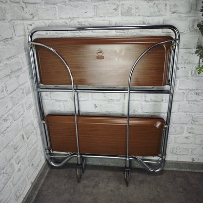 Dinett Servierwagen klappbar Bremshey Barwagen braun Chrom Rollen Midcentury Vintage Rollwagen Beistelltisch Teewagen