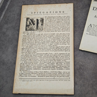3 antike Kupferstich Buchseiten Giovanni Battista Piranesi 1756 Le Antichità Romane gerahmt