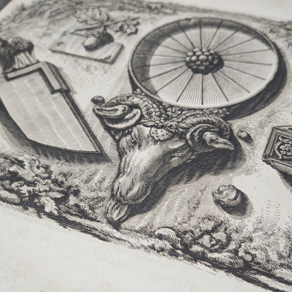 3 antike Kupferstich Buchseiten Giovanni Battista Piranesi 1756 Le Antichità Romane gerahmt