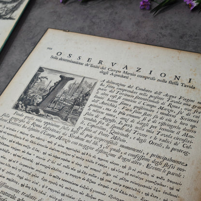 3 antike Kupferstich Buchseiten Giovanni Battista Piranesi 1756 Le Antichità Romane gerahmt