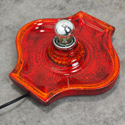 2 Keramik Wandlampen rot gesprenkelt Fat Lava Style Space Age Retro 70er Vintage Leuchten